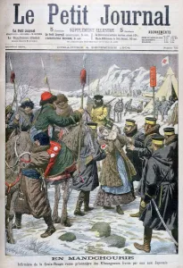 Armband Prints: Russian nurse taken prisoner by the Manchus being handed over to the Japanese