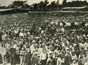 Pow Camp Prints: Russian Prisoners in... one of the internment camps, First World War, 1914-1918, (c1920)