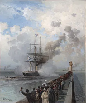 Images Dated 19th June 2013: Russian screw clipper Razboynik, 1888. Artist: Bogolyubov, Alexei Petrovich (1824-1896)