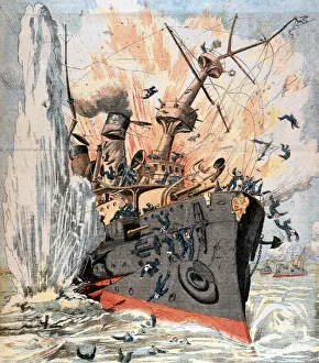 Russian ship sunk by Japanese torpedo, Russo-Japanese War, 1904 Russian ship sunk by Japanese torpedo, Russo-Japanese War, 1904