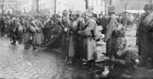Russian Siberian infantry troops in Warsaw, Poland, 1914