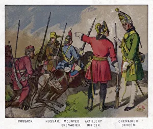 Images Dated 12th May 2007: Russian soldiers of 1760 (19th centruy)