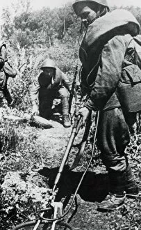 Russian soldiers clearing mines, west of Minsk, 1944