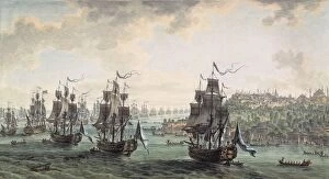 Russian Fleet Gallery: Russian squadron under the command of Ushakov passed the Bosporus, 1799