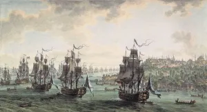 Russian Fleet Gallery: Russian squadron under the command of Ushakov passed the Bosporus, 1799