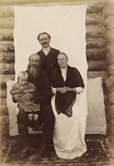Wives Collection: Russian Traders in Uriankhai Territory. The Cossack S. F. Skobeev with Family (Son and Wife)