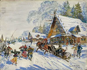 Shrove Tuesday Collection: Russian village in winter
