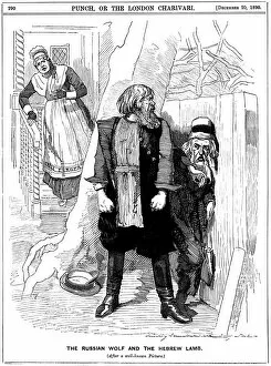 Anti Jewish Collection: The Russian Wolf and The Hebrew Lamb, cartoon from Punch, 1890