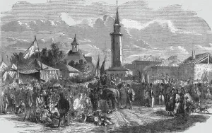 Romanian Prints: Russians at Giurgevo, 1854. Creator: Unknown