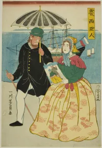 Tourists Gallery: Russians (Oroshiajin), 1861. Creator: Yoshikazu