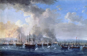Tall Ship Gallery: The Russo-Turkish Battle at the Damietta Castle on 1770, 1770-1772. Artist: Jacob Philip Hackert