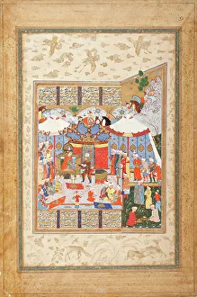 Epic Of Kings Prints: Rustam Approaching the Tents of King Kubad