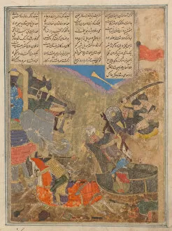 Rustam Battles Sava, Folio from a Shahnama (Book of Kings), 15th century