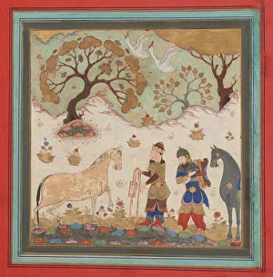 Bridle Prints: Rustam Captures Rakhsh, Folio from a Shahnama (Book of Kings), mid-15th century