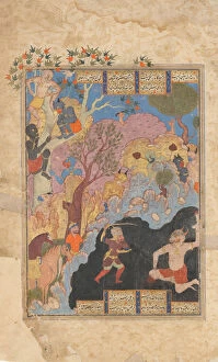 Rustam Slays the White Div, Folio from a Shahnama (Book of Kings), 1560-80