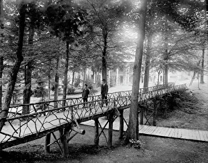 Wooden Bridge Prints: Rustic bridge, Chautauqua, between 1880 and 1899. Creator: Unknown
