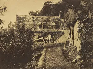 Idyllic Collection: Rustic Cottage with Figures and Carts, ca. 1855. Creator: Unknown
