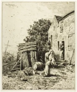 Jacque Charles Emile Prints: A Rustic Dwelling, c. 1865. Creator: Charles Emile Jacque