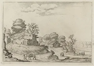 Ercole Bazicaluva Prints: Rustic Landscape with Peasants and Horses, 1638. Creator: Ercole Bazicaluva