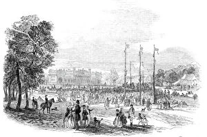 Party Gallery: Rustic sports in the Park - north view of Harewood House, 1845. Creator: Unknown
