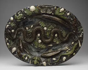 Alexander Basilewsky Gallery: Rustic Ware: Dish with Animal and Plant Ornaments, Second half of the16th cen