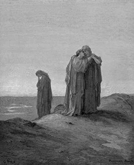 Bereavement Gallery: Ruth embracing her mother-in-law Naomi and promising to stay with her now they are bereaved, 1866