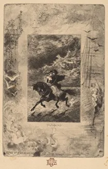 Tresse An Old Mistress Prints: Ryno et Hermangarde (Ryno and Hermangarde), 1847-1898. Creator: Felix Hilaire Buhot