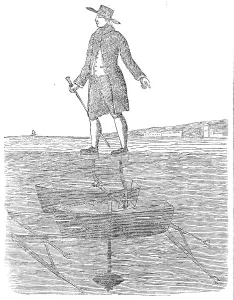 Sabots elastiques, an apparatus for walking on water, 1860. Creator: Unknown