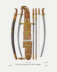 The sabre of Grand Prince Vladimir II Monomakh of Kiev, 1840s. Artist: Solntsev, Fyodor Grigoryevich (1801-1892) The sabre of Grand Prince Vladimir II Monomakh of Kiev, 1840s. Artist: Solntsev, Fyodor Grigoryevich (1801-1892)