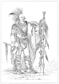 Myers And Co Prints: Sac or Fox brave, 1841. Artist: Myers and Co