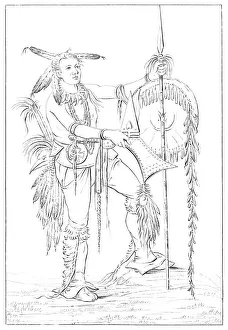 Sac or Fox brave, Rock Island, Upper Mississippi, 1841. Artist: Myers and Co