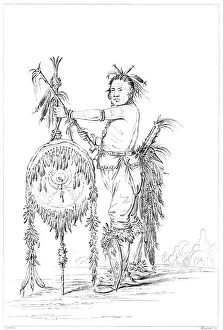Myers And Co Prints: Sac or Fox brave, Rock Island, Upper Mississippi, 1841. Artist: Myers and Co