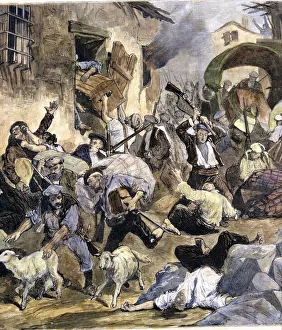 Sacking Prints: Sacking of the city of Cuenca, and entry of the Carlist troops commanded by Infante D