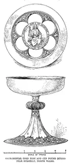 Sacramental gold dish and cup found buried near Dolgelly, North Wales, 1890. Creator: Unknown