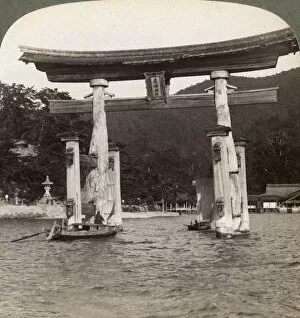 Images Dated 17th July 2008: Sacred torii gate rising from the sea, Itsukushima Shrine, Miyajima Island, Japan, 1904