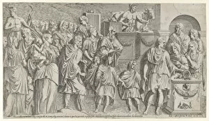 Davent Leon Collection: A sacrifice, copied from Trajans column, ca. 1540-45. Creator: Leon Davent