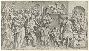 Davent Leon Prints: A sacrifice, copied from Trajans column, ca. 1540-45. Creator: Leon Davent
