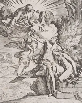 Test Prints: The sacrifice of Isaac by his father Abraham, ca. 1640-42. Creator: Pietro Testa