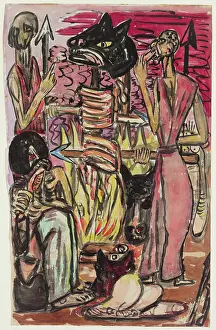 Sacrifice Prints: Sacrificial Meal, 1947. Creator: Max Beckmann