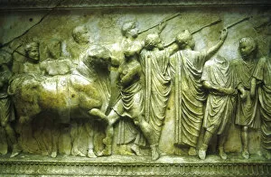 Animal Sacrifice Gallery: Sacrificial procession of a bull preceded by trumpeters, 30-40