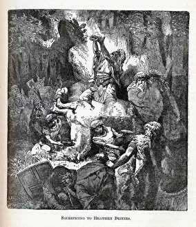 Celtic Mythology Gallery: Sacrificing to Heathen Deities, 1882. Artist: Anonymous