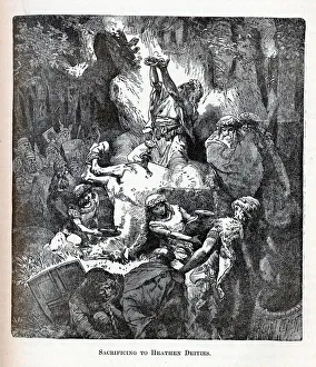 Iron Age Prints: Sacrificing to Heathen Deities, 1882. Artist: Anonymous