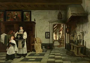 Surplice Prints: The Sacristy, 1857. Creator: Andre-Joseph Minguet