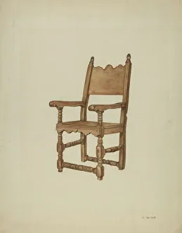 Van Voris Cordon Vera Prints: Sacristy chair, 1935 / 1942. Creator: Vera Van Voris