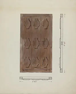 Holt Geoffrey Prints: Sacristy Door, c. 1936. Creator: Geoffrey Holt