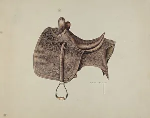 Semple Bertha Prints: Side Saddle, c. 1939. Creator: Bertha Semple
