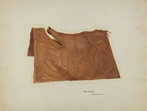 Equestrian Equipment Prints: Saddle Cover, c. 1940. Creator: Arthur P. Reynolds
