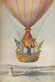Balloonist Collection: Sadler over the Lighthouse, Dublin, 19th century. Artist: Robert Havell