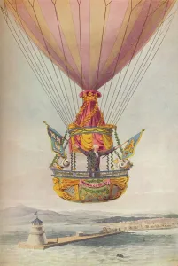 Sadler Collection: Sadler over the Lighthouse, Dublin, 19th century. Artist: Robert Havell
