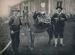 Highlander Gallery: Saetersdalen Highlanders with Pack-Horse, 1914. Creator: Unknown